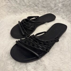 Reiss Black Chain Detail Sandals